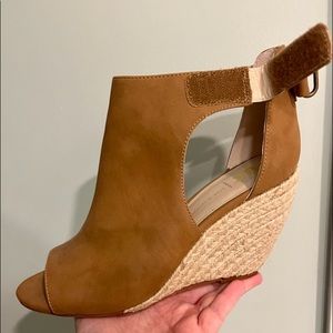 Size 8 tan BC footwear wedge sandal.